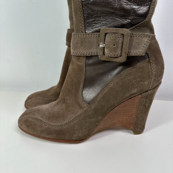 Donald Pliner Heidy Elephant Wedge Suede Leather Tall Boot Brown Women Size 8.5 - Picture 10 of 16